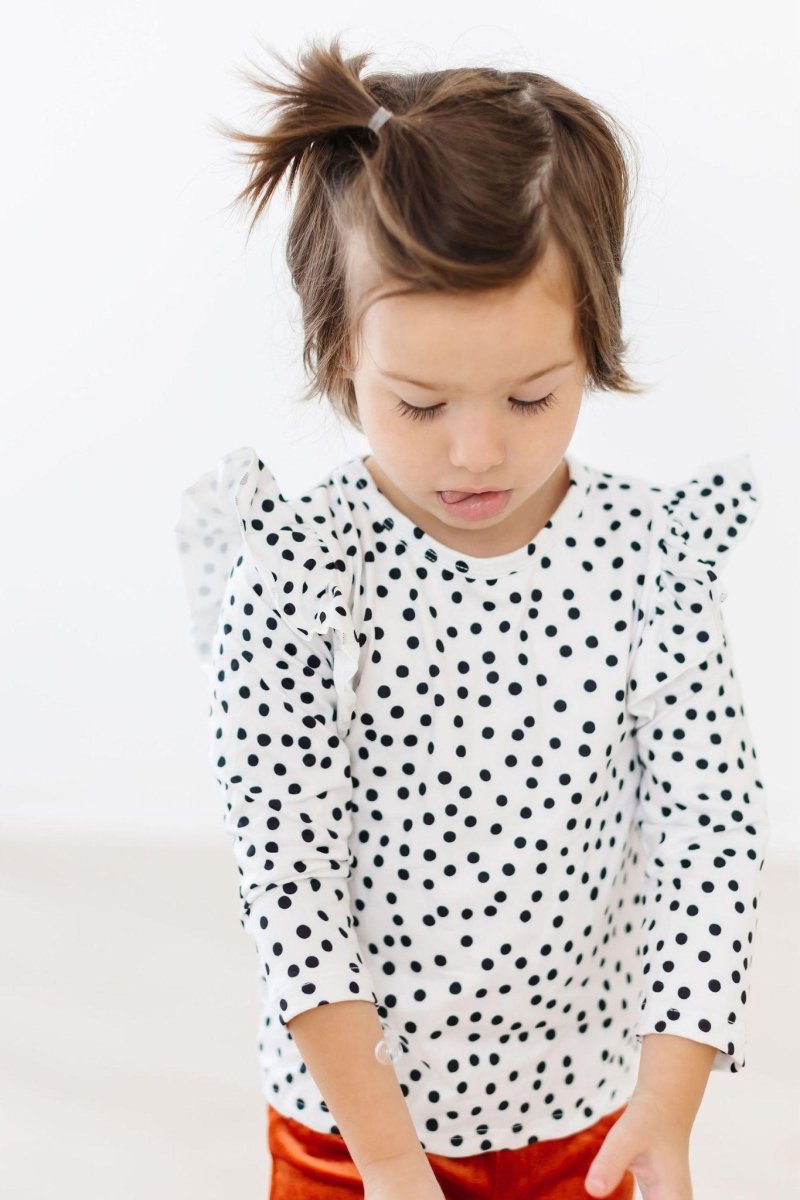 Mila & Rose ® Scattered Dot Long Sleeve Ruffle Tee For Girls And Teens - Everetts Place Boutique - 