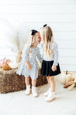 Mila & Rose ® Scattered Dot Three Quarter Sleeve Pocket Twirl Dress - Everetts Place Boutique - 