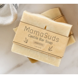 Unscented Castile Bar Soap made with saponified olive oil, biodegradable, vegan, palm and coconut free.