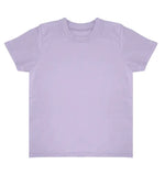 Ivory short-sleeve toddler tee with snap fasteners along the shoulder