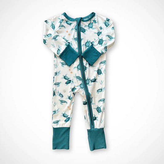 Sea Turtle Bamboo Baby Pajama One-Piece Sleeper with Two-Way Zipper Kolorful Everetts Place: Online Boutique 36.00