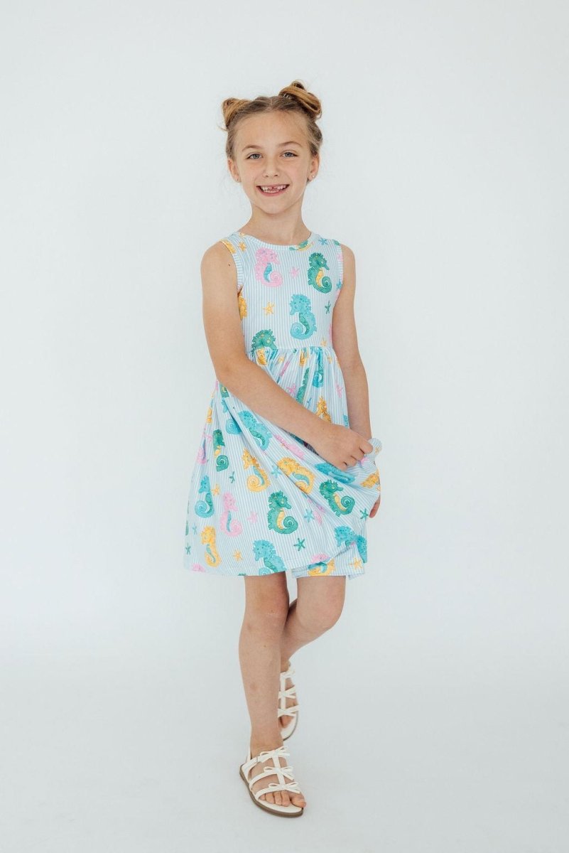 Mila & Rose ® Seahorse Swirl Tank Twirl Dress For Toddler Girls Collection - Everetts Place Boutique - 