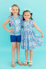 Mila & Rose ® Seaside Shells Flutter Sleeve Twirl Dress - 