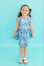 Mila & Rose ® Seaside Shells Flutter Sleeve Twirl Dress - 