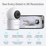 Sense-U AI 2K PTZ Camera with Night Vision for Enhanced Home Security - Baby & Toddler AI Cam