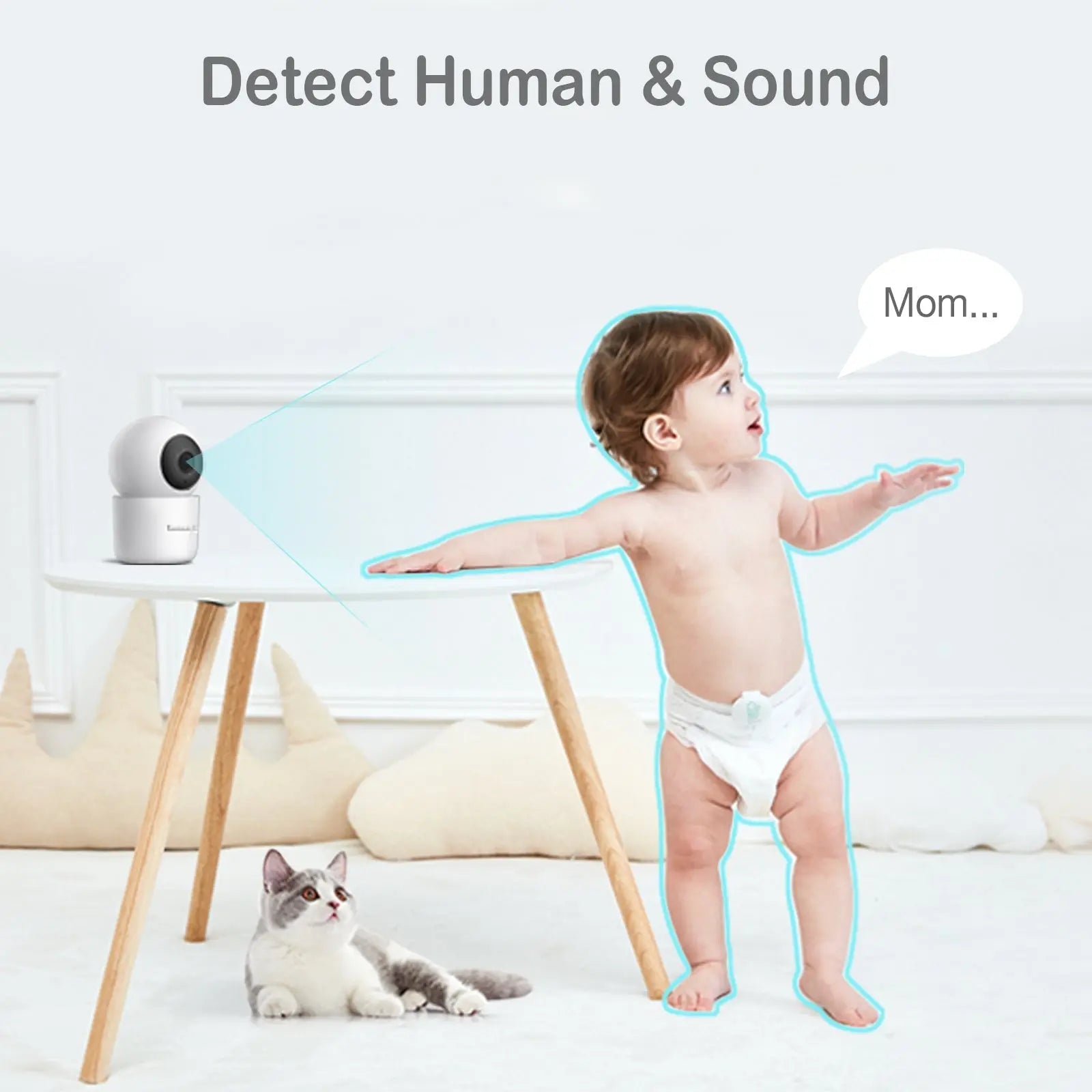 Sense-U AI 2K PTZ Camera with Night Vision for Enhanced Home Security - Baby & Toddler AI Cam