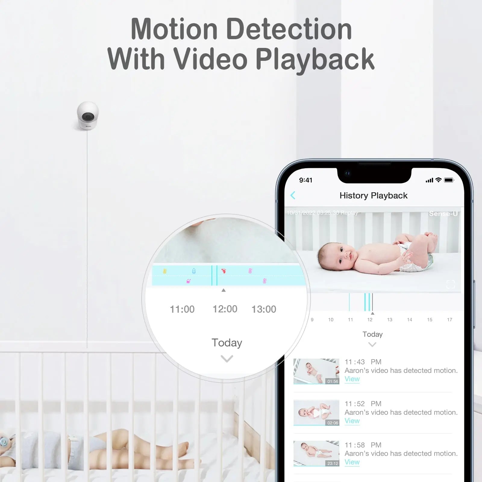 Sense-U AI 2K PTZ Camera with Night Vision for Enhanced Home Security - Baby & Toddler AI Cam
