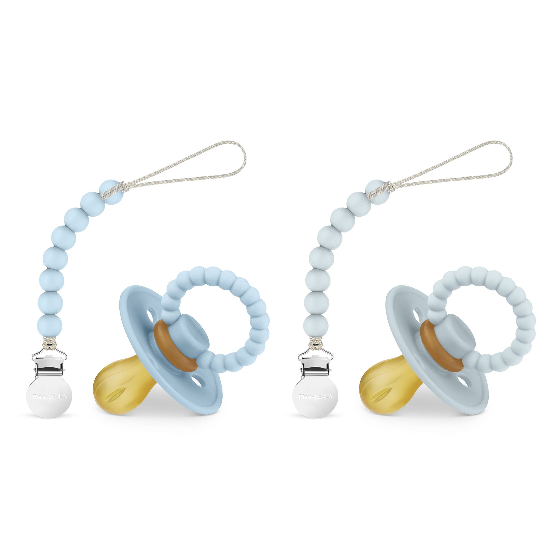 Luladream Pacifier and Clip Set with Teething Handle and Modern Design Bleu La La