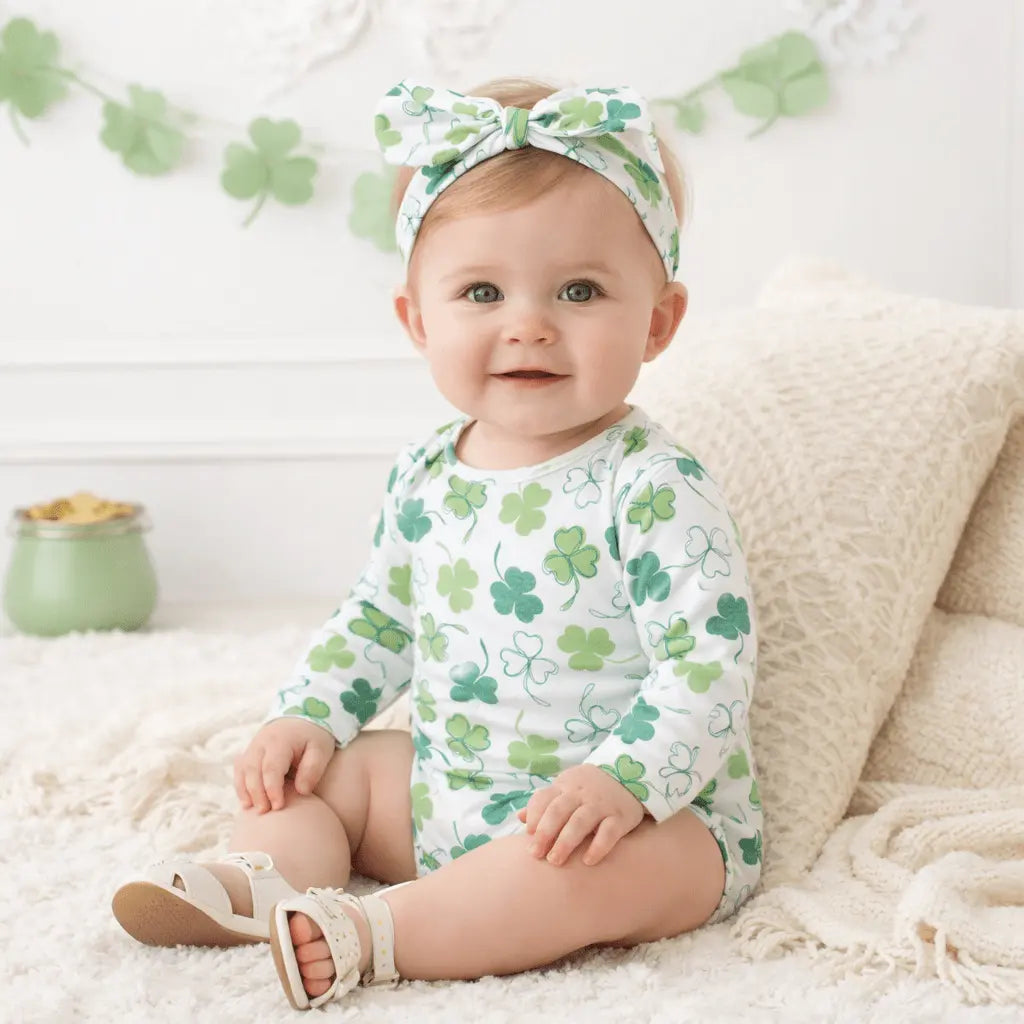 Tesa Babe Shamrock Bamboo Baby Bodysuit | Soft St. Patrick's Day Onesie - 