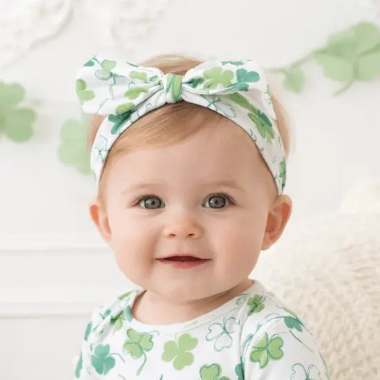 Tesa Babe Shamrock Bamboo Baby Headband | Adjustable St. Patrick's Bow - 