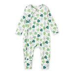 Tesa Babe Shamrock Bamboo Zip Romper | Convertible Cuff Sleeper - 