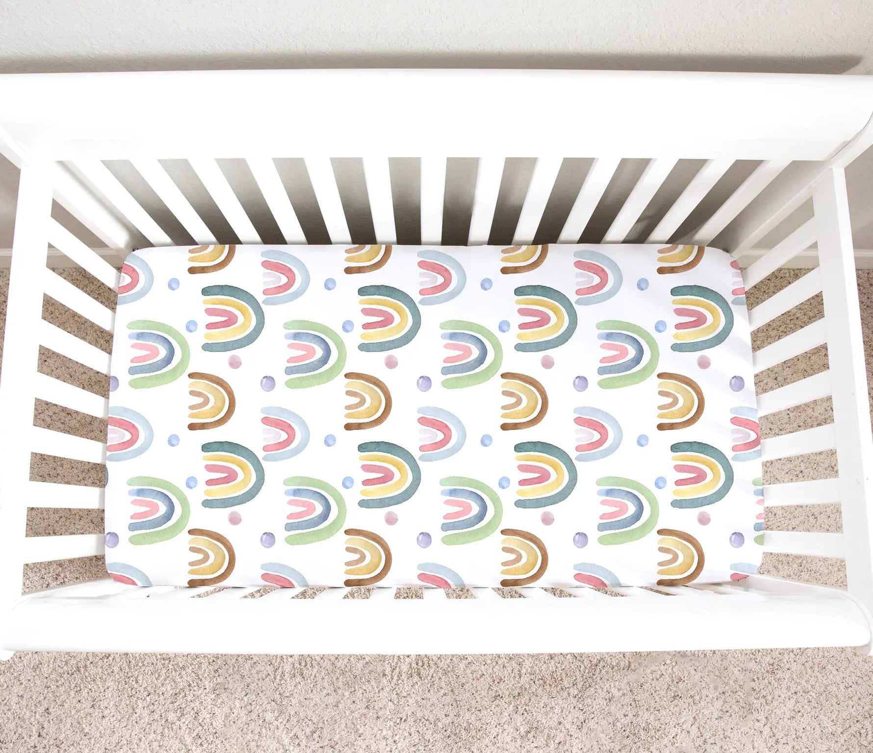 Honey Lemonade Soft Fitted Crib Sheet with Blue Rainbow Design for Baby Photography - Furniture > Baby & Toddler Furniture > Crib & Toddler Bed Accessories