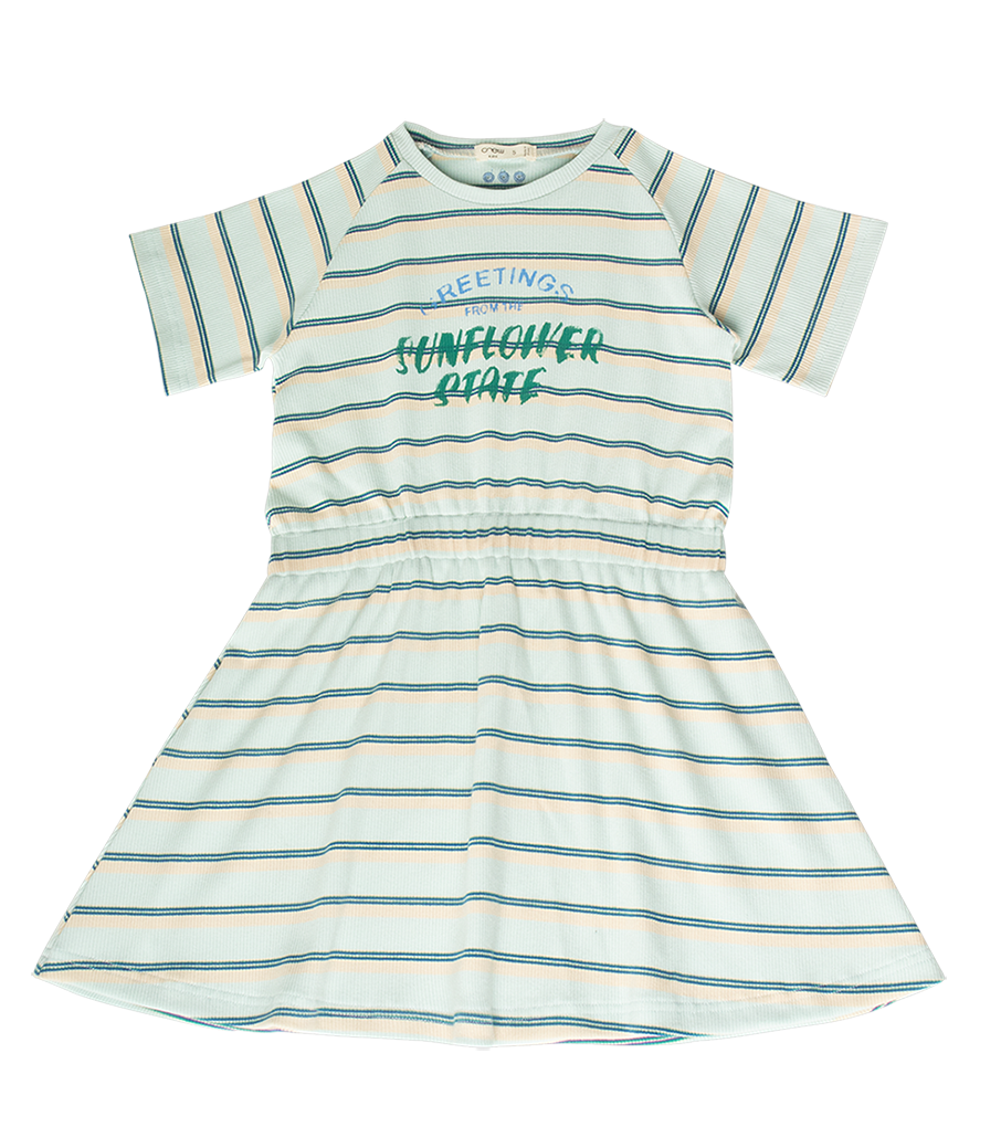 Crew Kids NY Piper Dress With Elastic Waist Front Text Detail For Girls