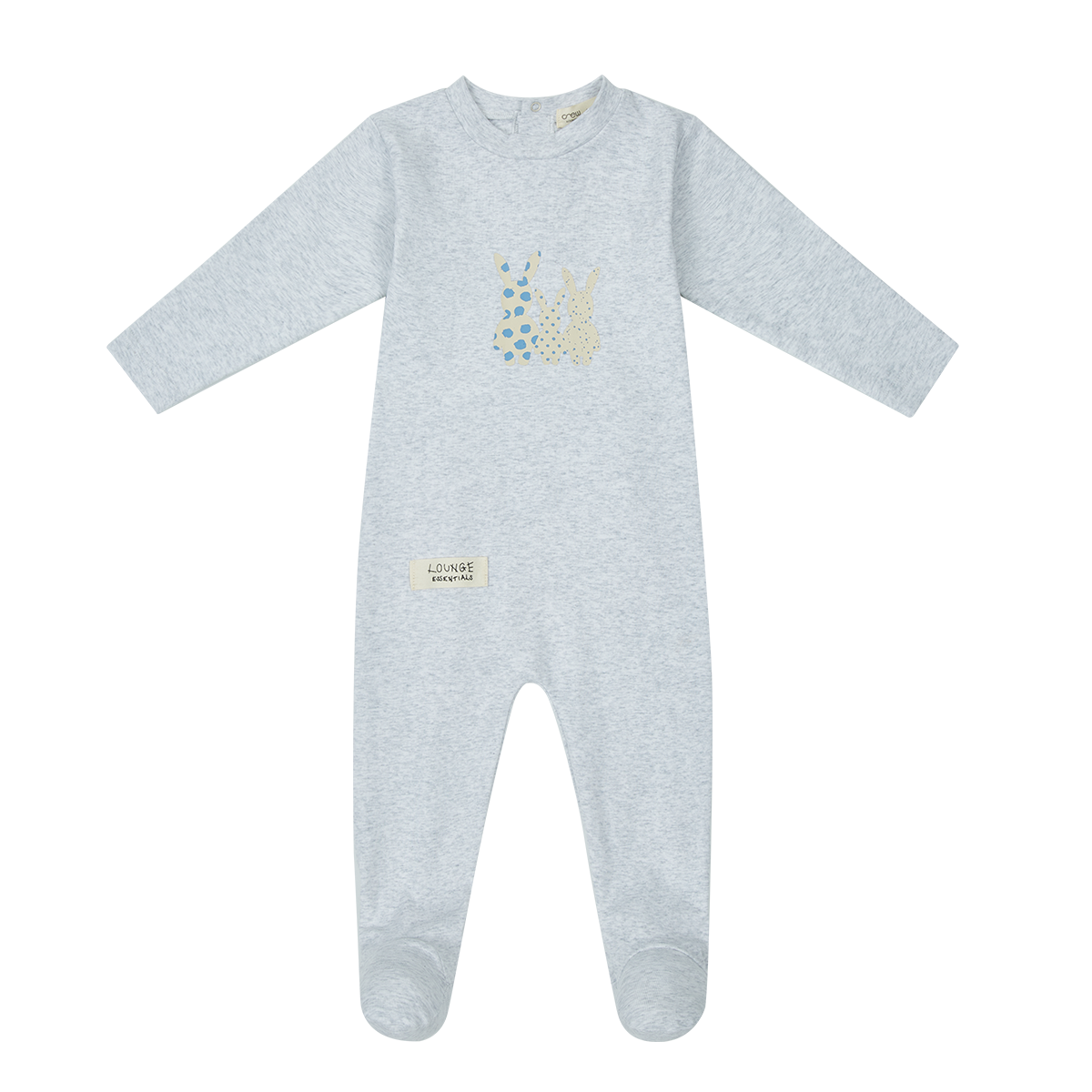 Blue Long Sleeve Baby Onesie With Front Patch Graphic And Snap Closures by Crew Kids NY at Everetts Place