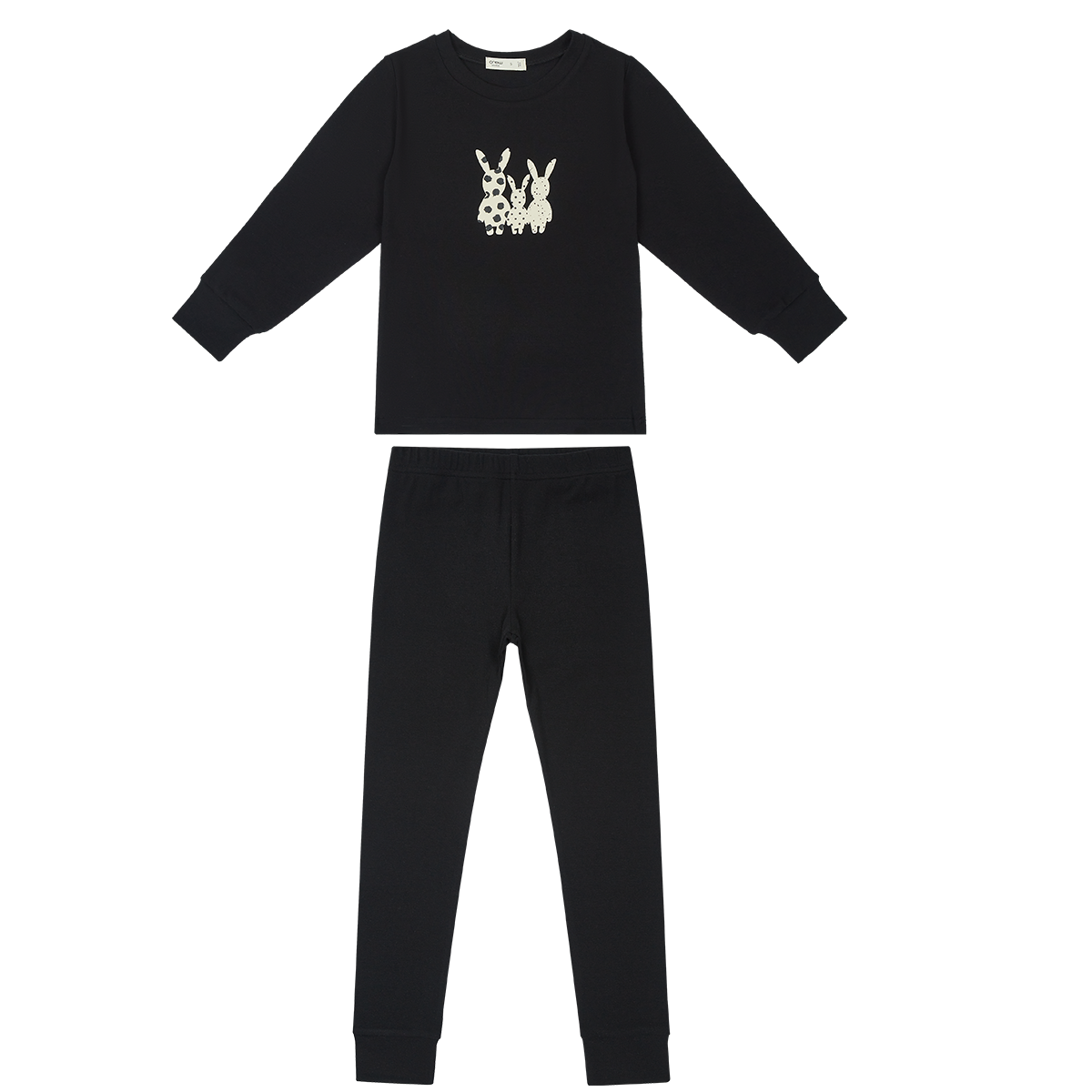 Bo Bunny Black Pajama Set With Long Sleeve Shirt And Pants For Kids