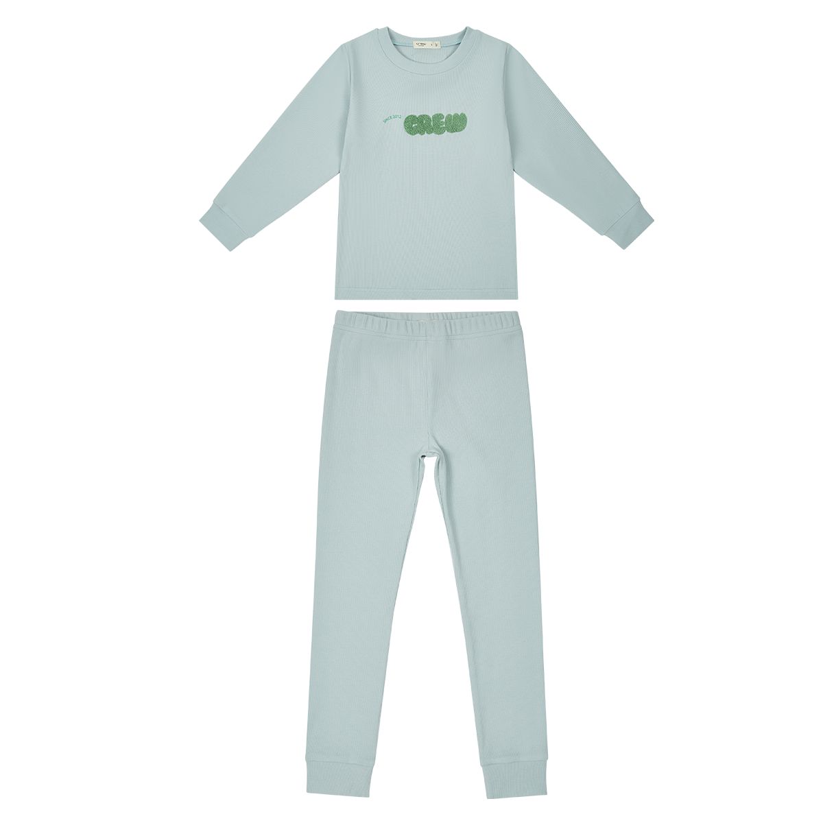 Crew Kids NY Green Long Sleeve Pajama Set With Patch Detail