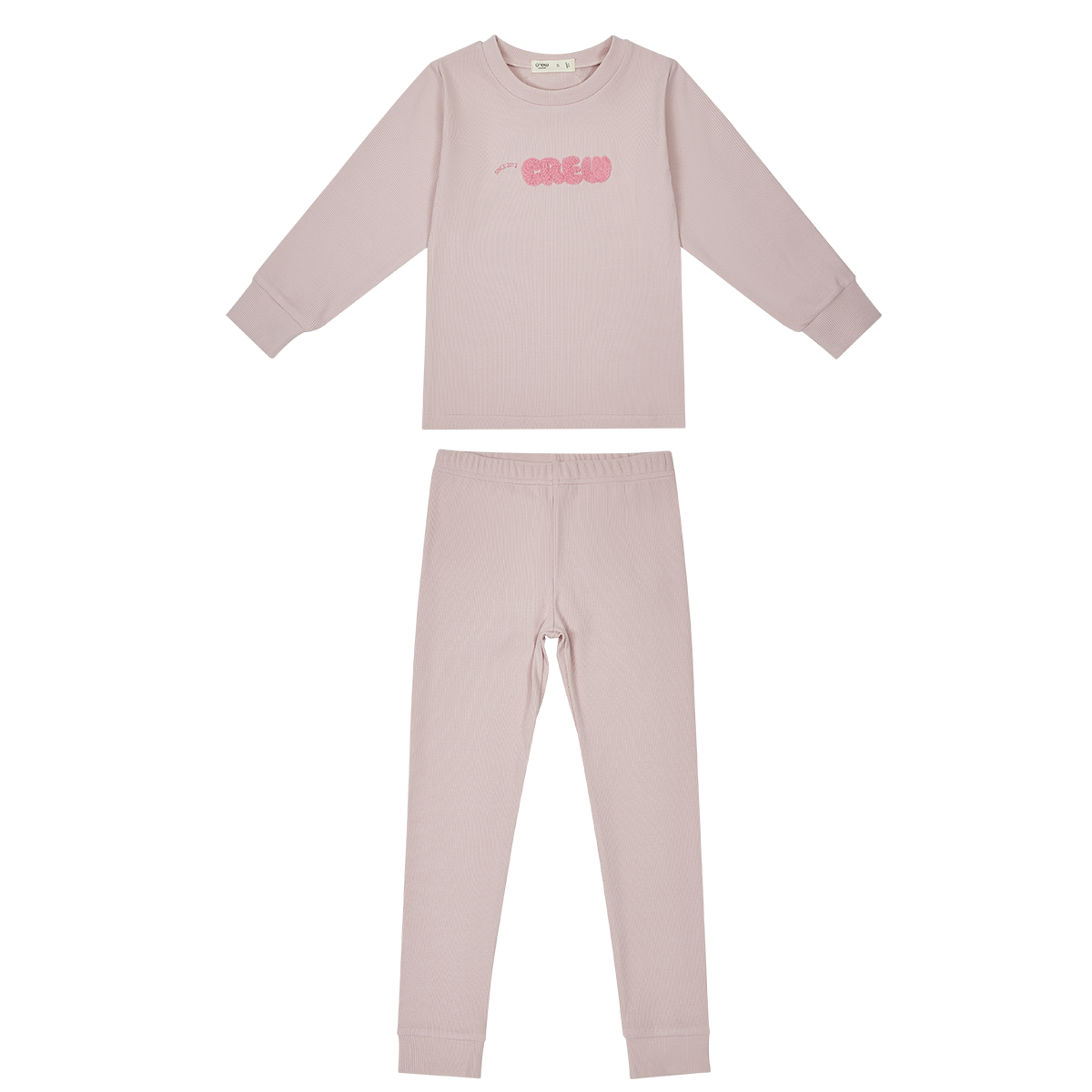 Crew Kids NY Athletic Long Sleeve Pajama Set Pink For Girls
