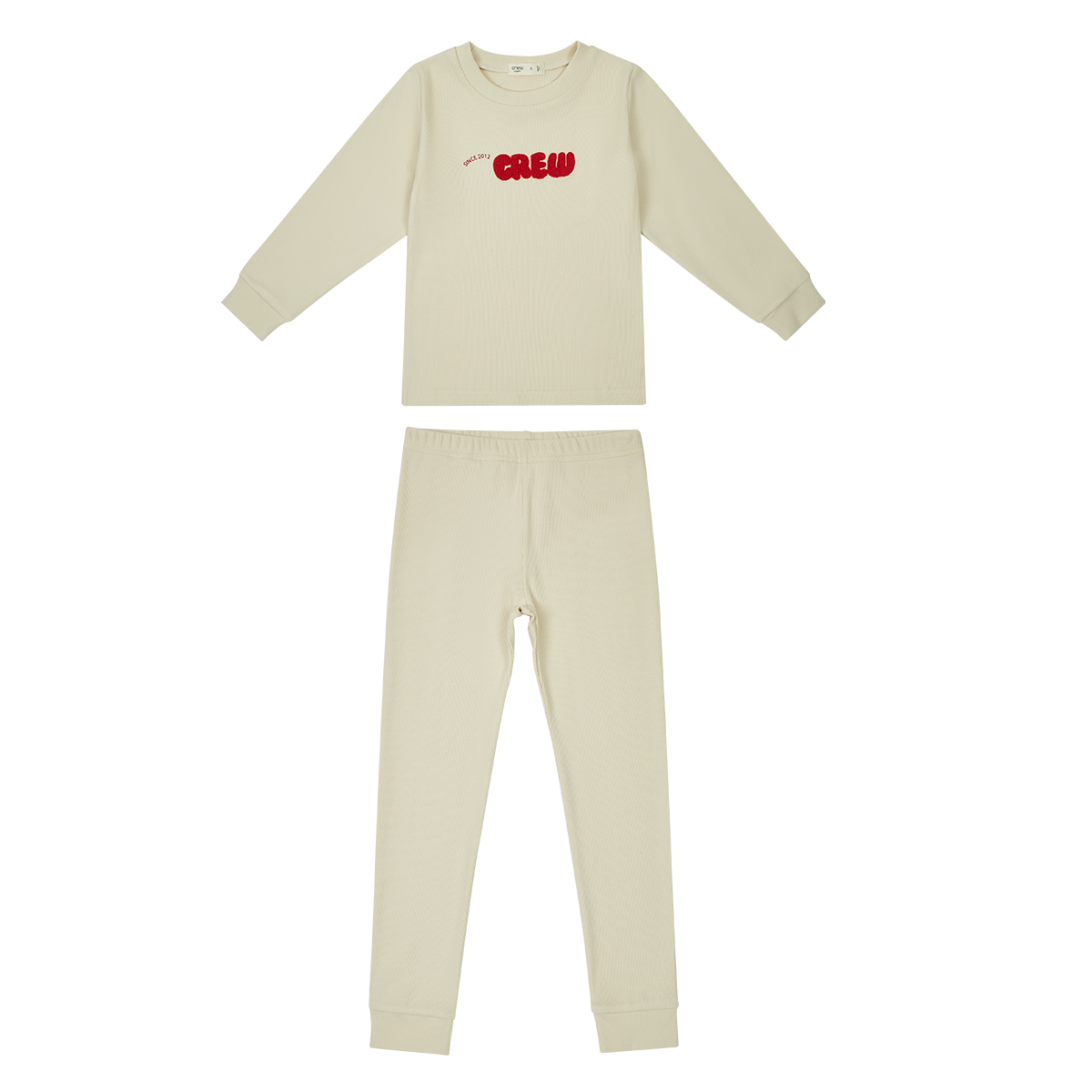 Crew Kids NY Athletic Pajama Set Stone With Long Sleeve Top And Pants