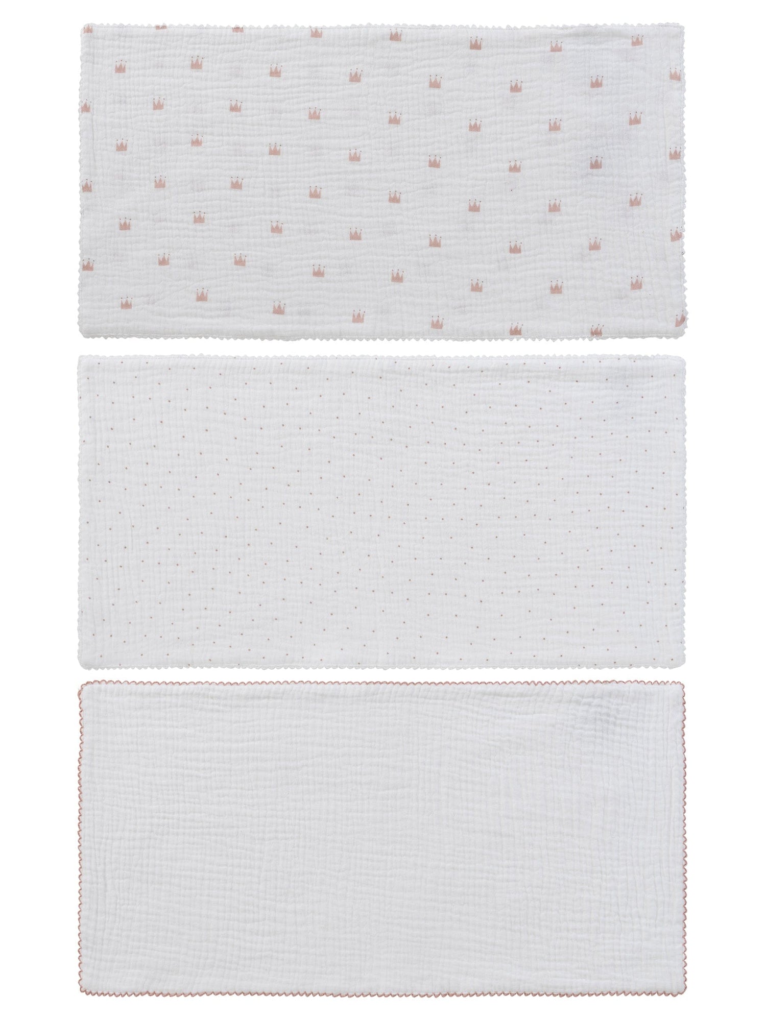 KIPP Collection Burp Cloths 3 Pack Crown and Polka Dot Trim for Babies by KIPP™ Collection at Everetts Place