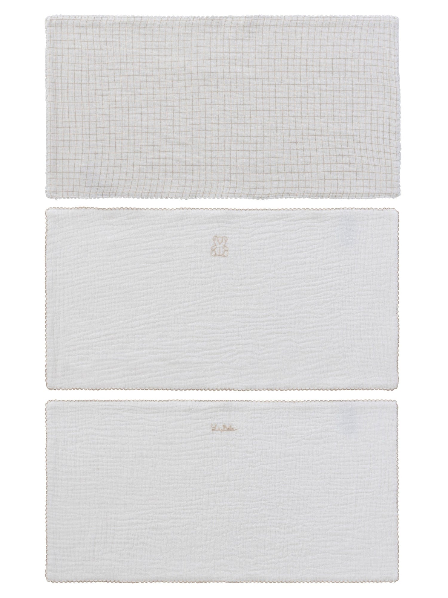 KIPP Collection Burp Cloths 3 Pack with Embroidered Bear and Grid Print for Baby by KIPP™ Collection at Everetts Place