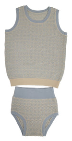 Logan Knit Set - Blue - Baby & Toddler Clothing, Wool, Sleeveless shirt, Woolen, Sweater vest | Everetts Place