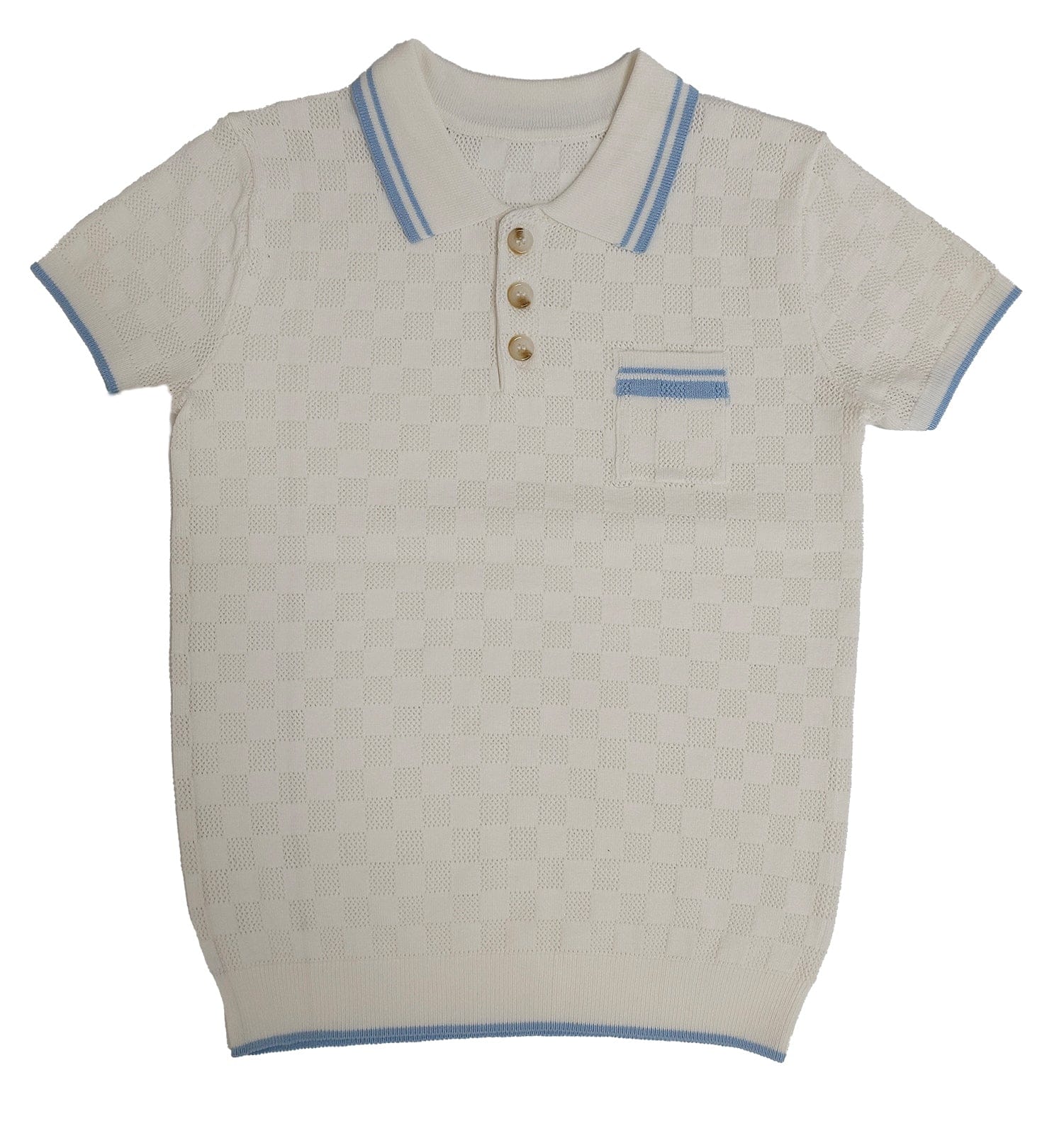 Indigo Knit Sweater - Blue - Active Shirt, Polo shirt, Button, Top | Everetts Place