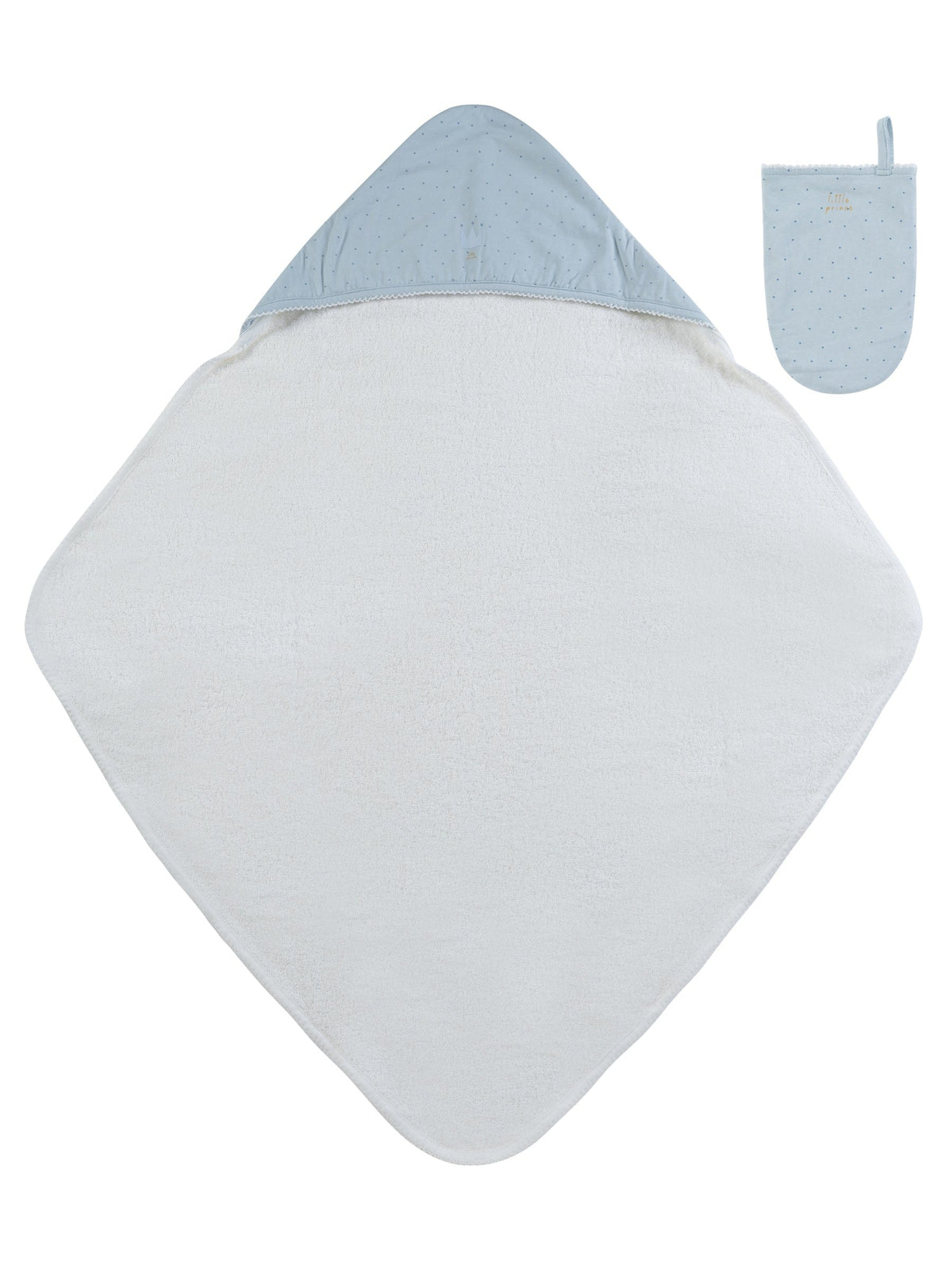 Little Crown Towel + Mitt Set - Blue - Linens, Baby & Toddler Clothing, Comfort, Bib, Towel | Everetts Place