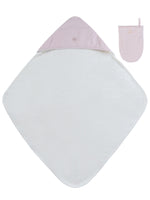 Little Crown Towel + Mitt Set - Pink - White, Pink, Linens, Bib, Napkin | Everetts Place