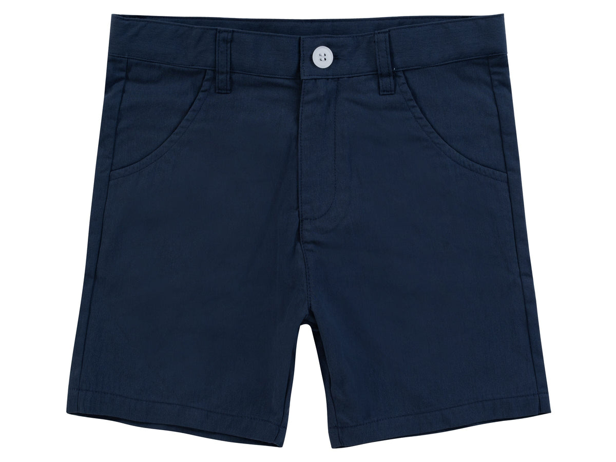 Polished Cotton Shorts SS26 - Navy - Shorts, Textile, Active Shorts, Bermuda shorts, Button | Everetts Place
