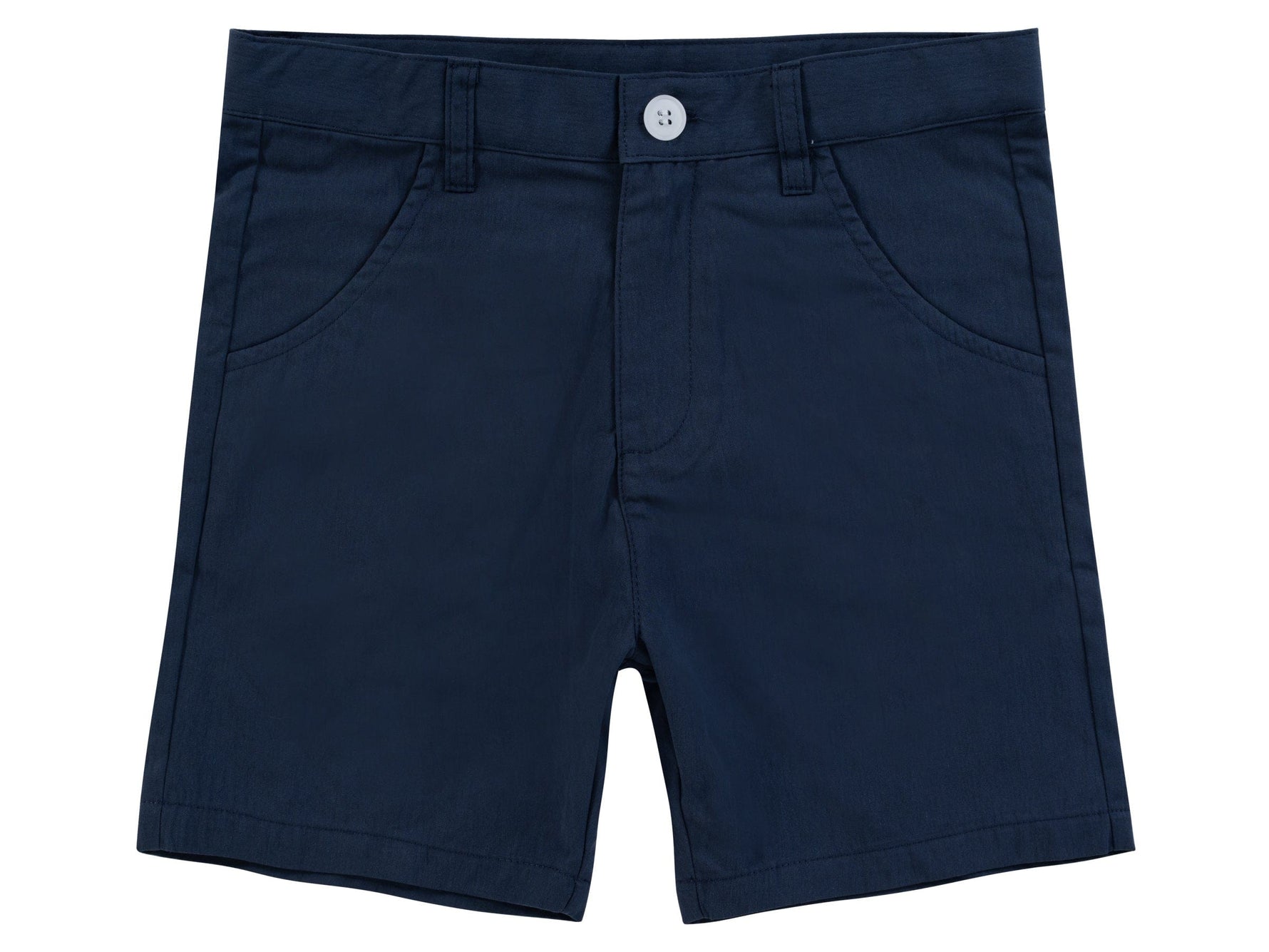 Polished Cotton Shorts SS26 - Navy - Shorts, Textile, Active Shorts, Bermuda shorts, Button | Everetts Place