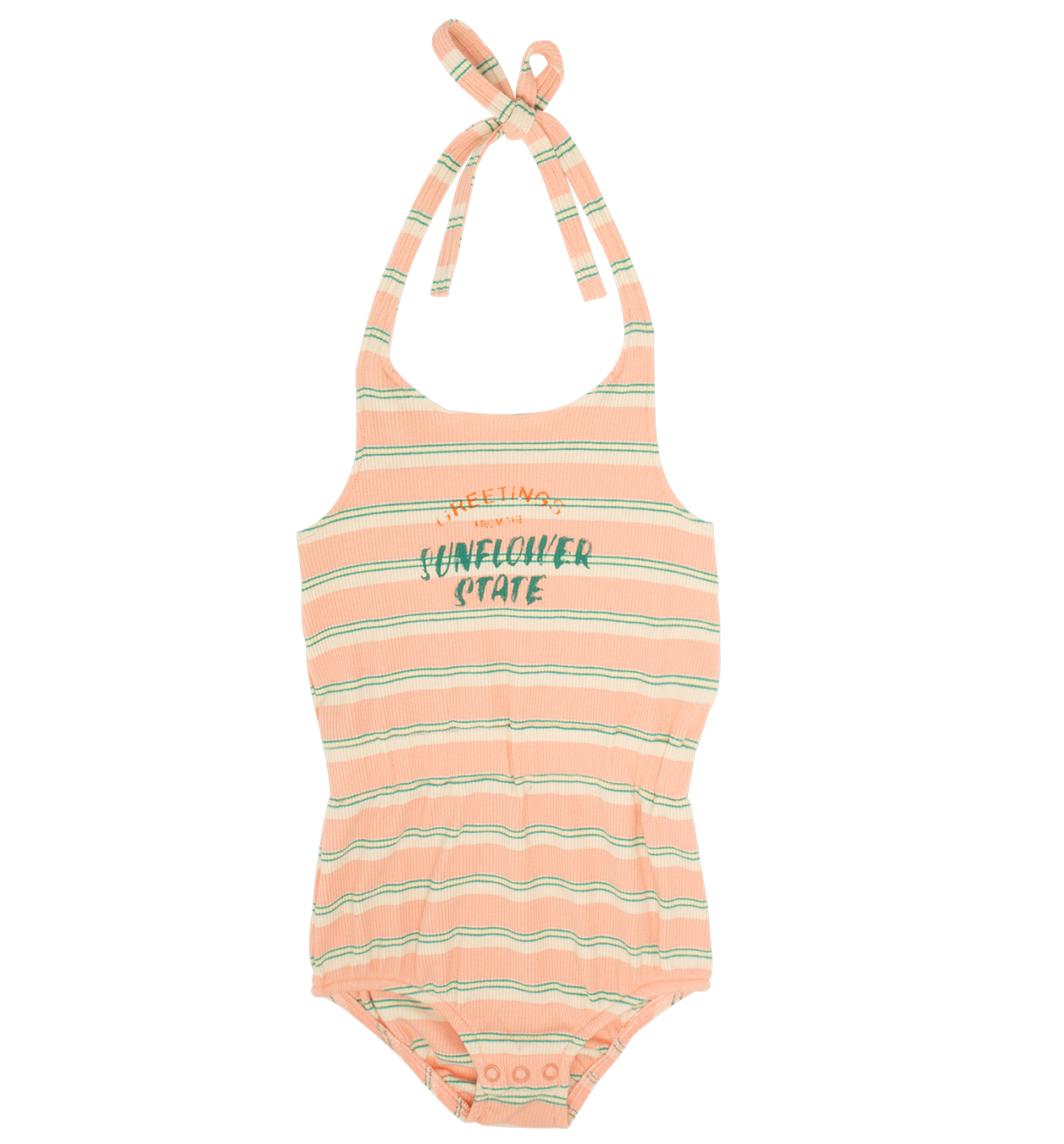 Crew Kids NY Ribbed Baby Onesie With Halter Neck Embroidery For Girls