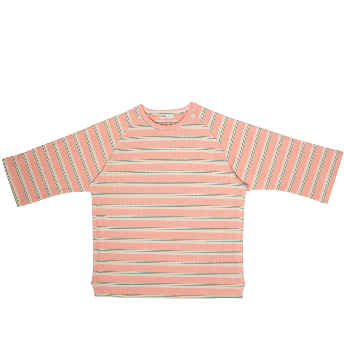 Crew Kids NY Ribbed Elbow Sleeve Tee With Round Neckline For Kids Pink