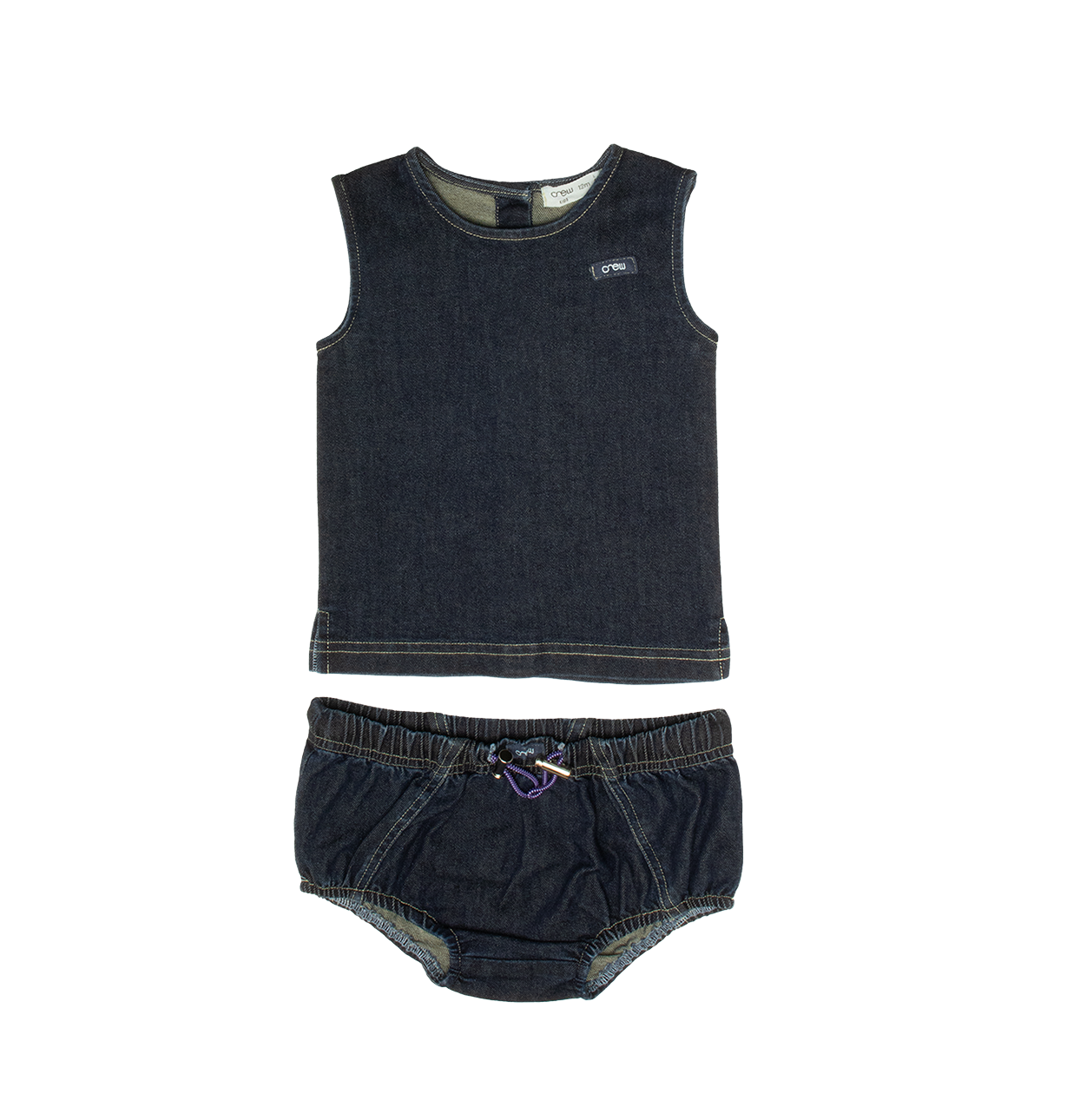 Crew Kids NY Sleeveless Set With Front Patch Detail In Blue For Toddlers