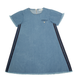 Cynthia Dress - Blue - Blue, Sleeve, Denim, Textile, One-piece garment | Everetts Place