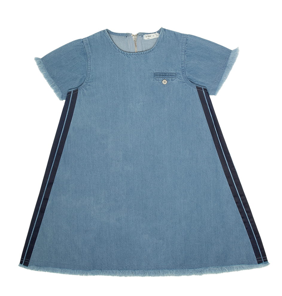 Cynthia Dress - Blue - Blue, Sleeve, Denim, Textile, One-piece garment | Everetts Place