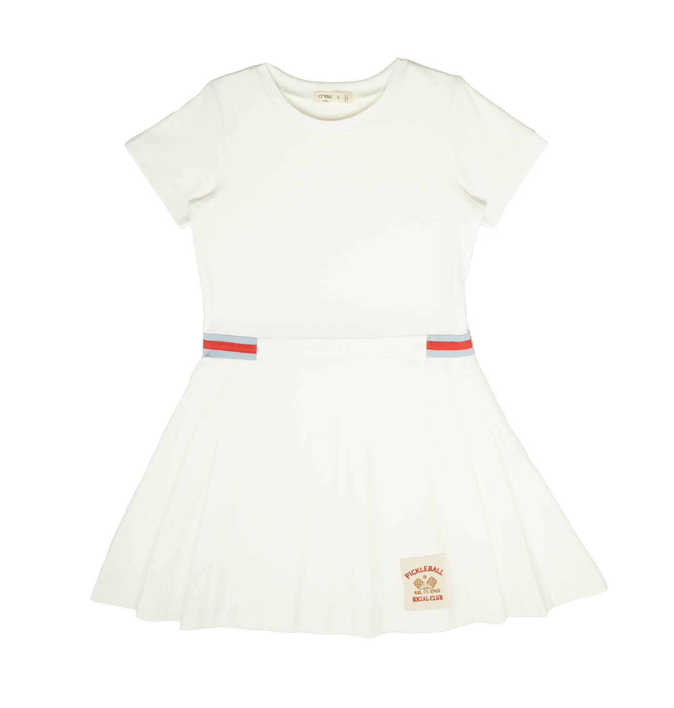 Crew Kids NY Betty Dress With Patch Red Belt And Pleated Flared Skirt For Girls