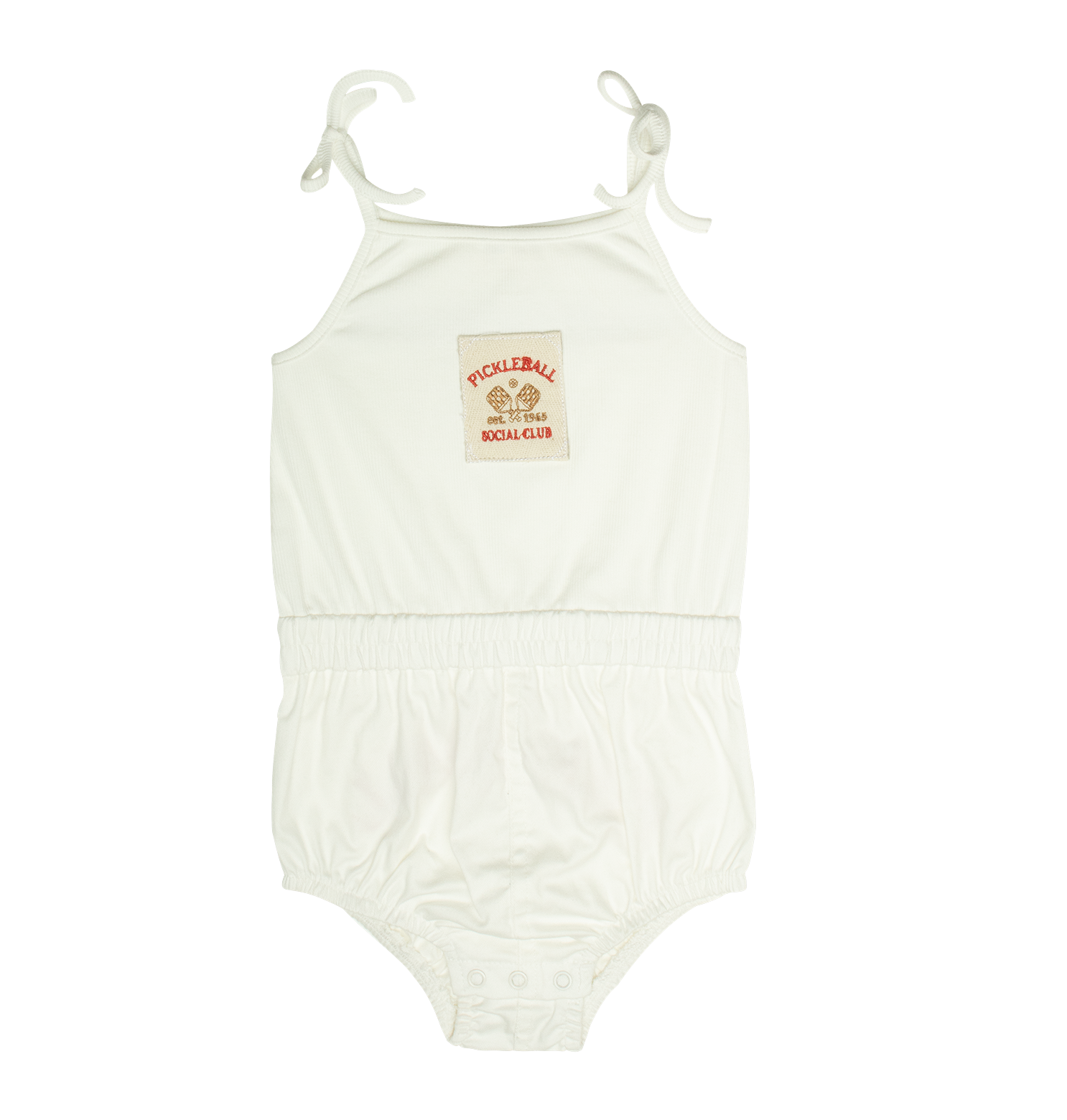 Crew Kids NY Romper With Tie Straps Snap Closures And Patch Detail For Babies