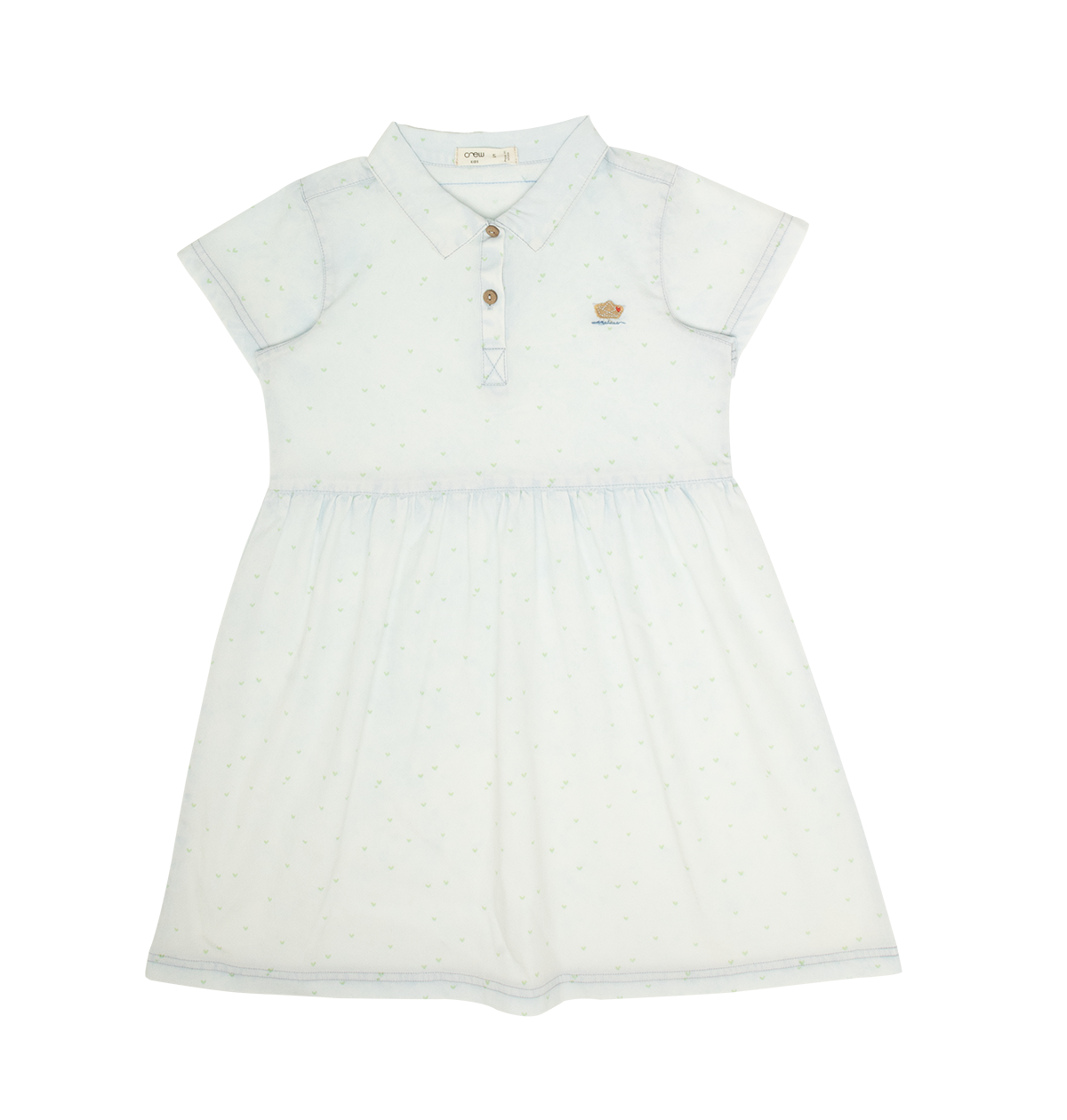 Elouise Dress - Blue - Sleeve, Collar, White, Button, Polo shirt | Everetts Place