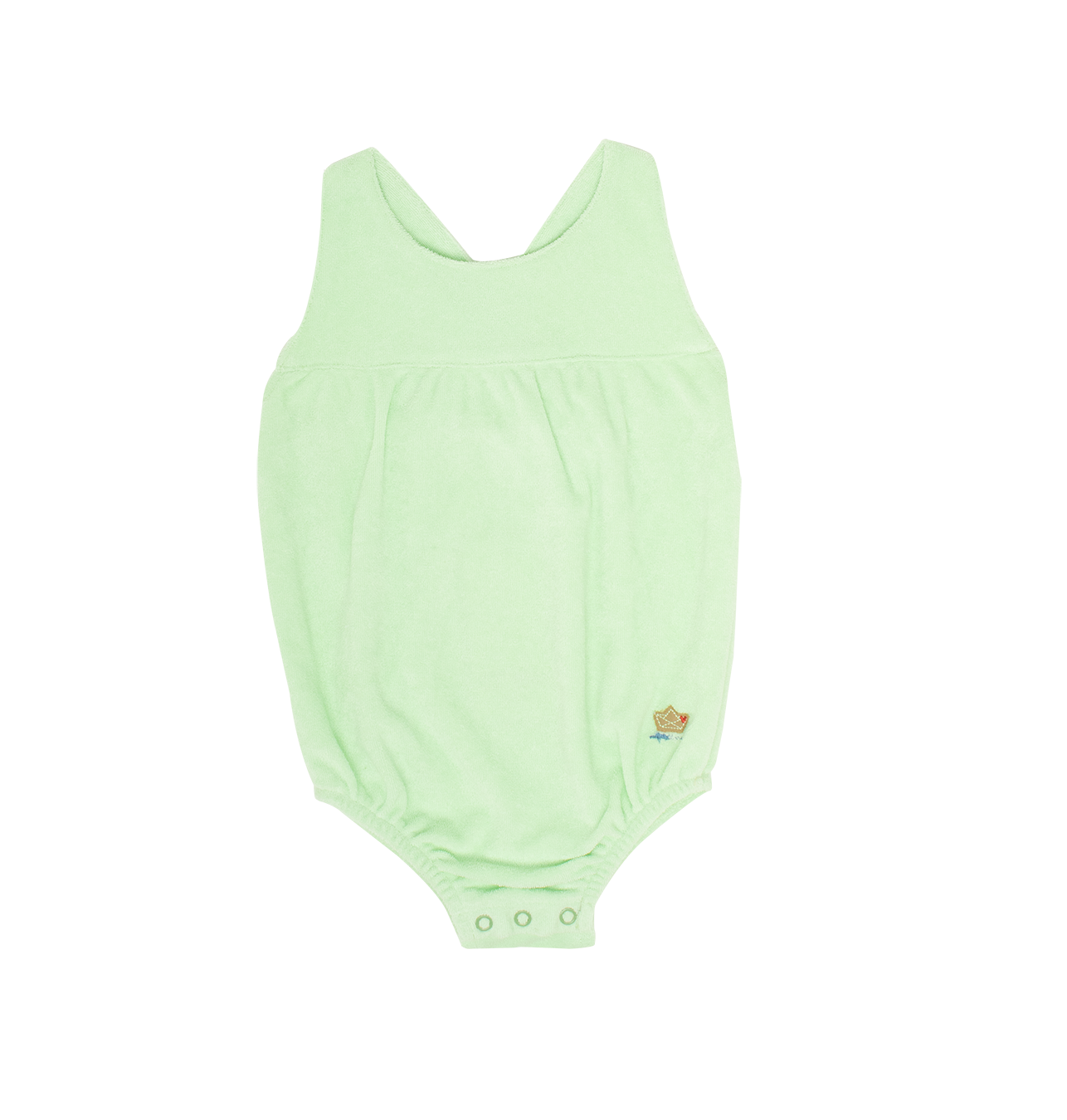 Elouise Celery Embroidered Sleeveless Romper Snap Closure