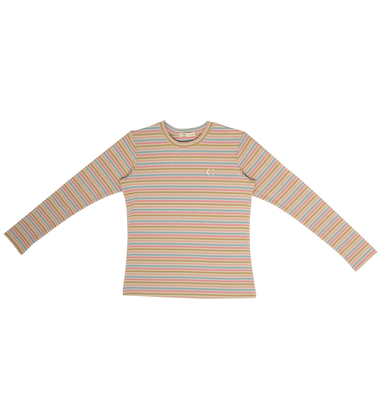 Leora Stripe Tee Long Sleeve Ribbed Shirt With Graphic Print Pink