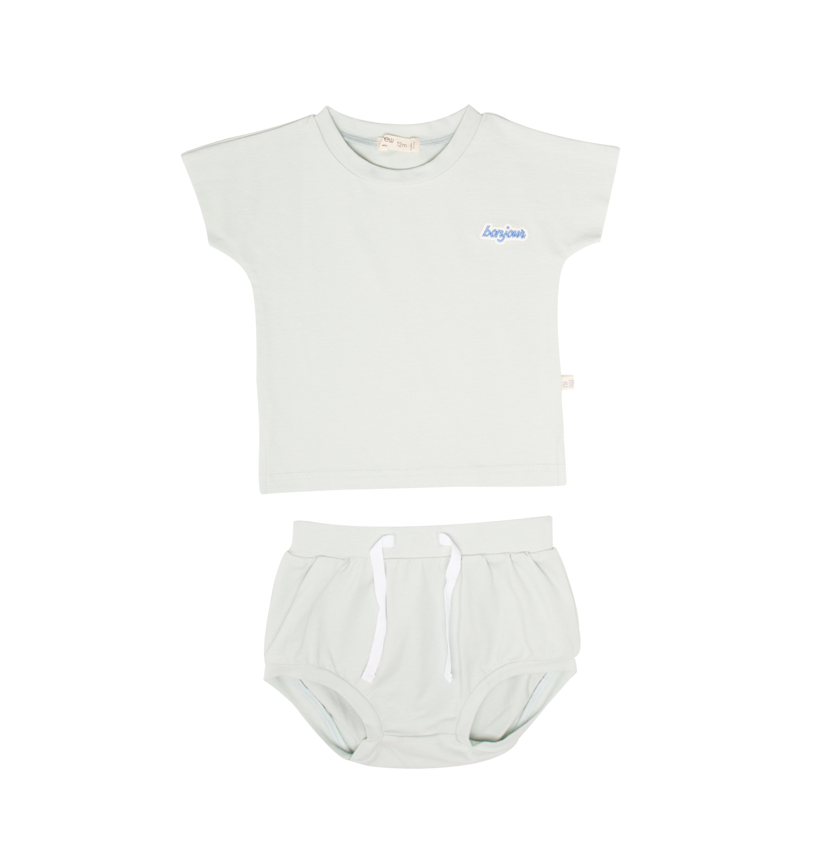 Mila Cotton Short Set - Mint - Sleeve, White, Textile, Undergarment, Baby & Toddler Clothing | Everetts Place
