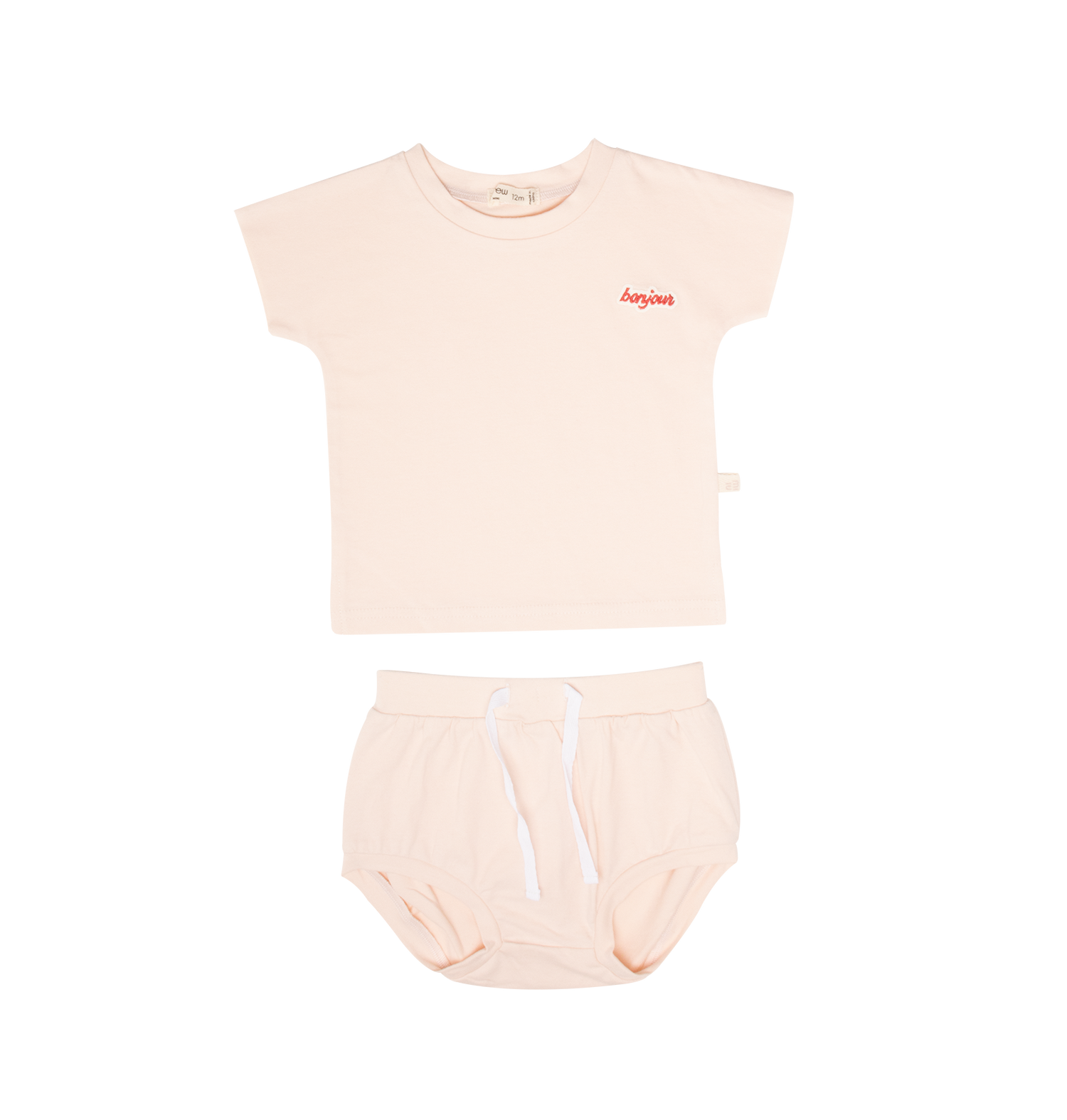 Mila Cotton Short Set Pink Two Piece Baby Outfit With Drawstring Bottoms