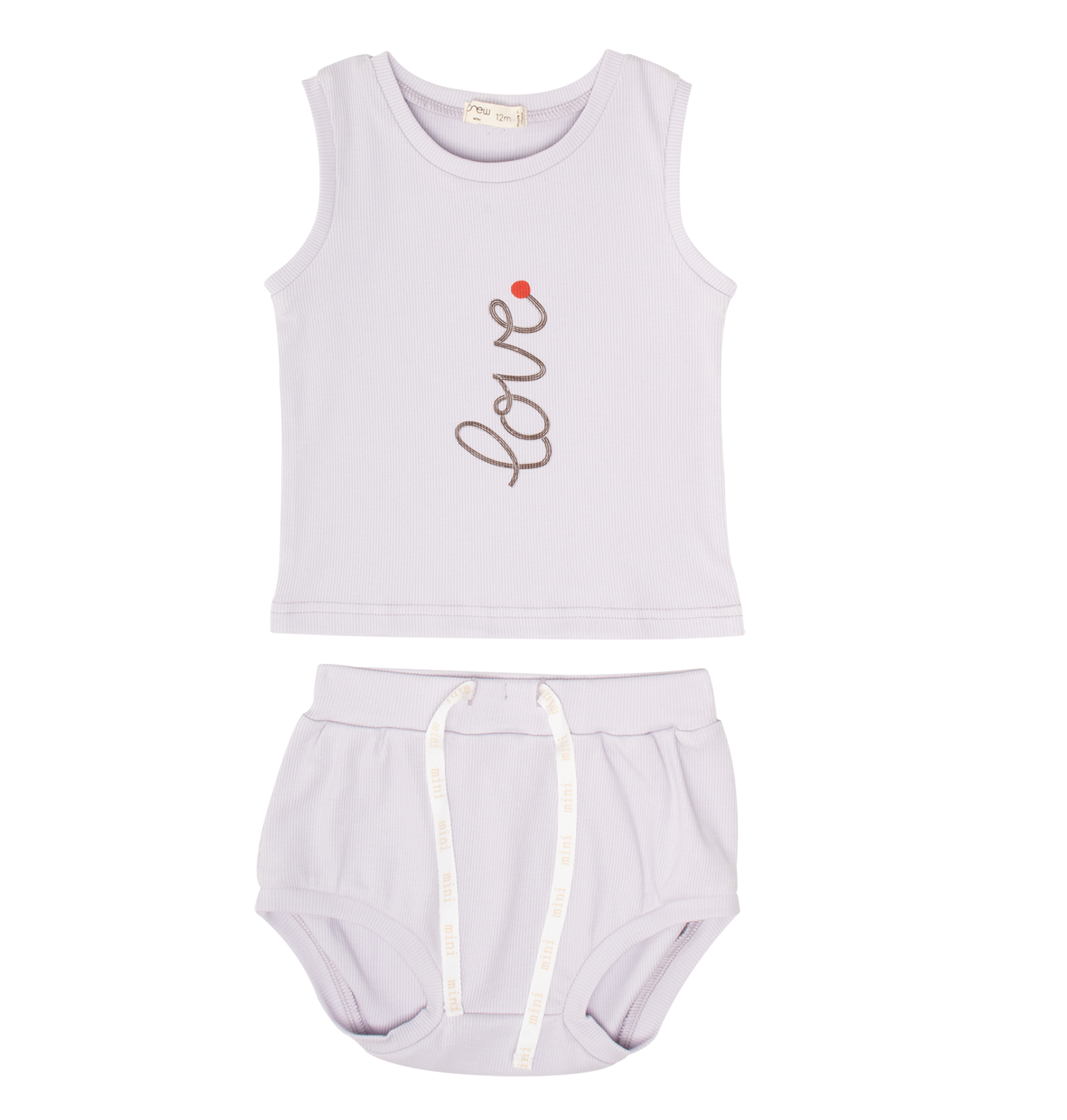 Lynn Bib Tank Set Lavender Two Piece Baby Outfit With Drawstring Bottoms