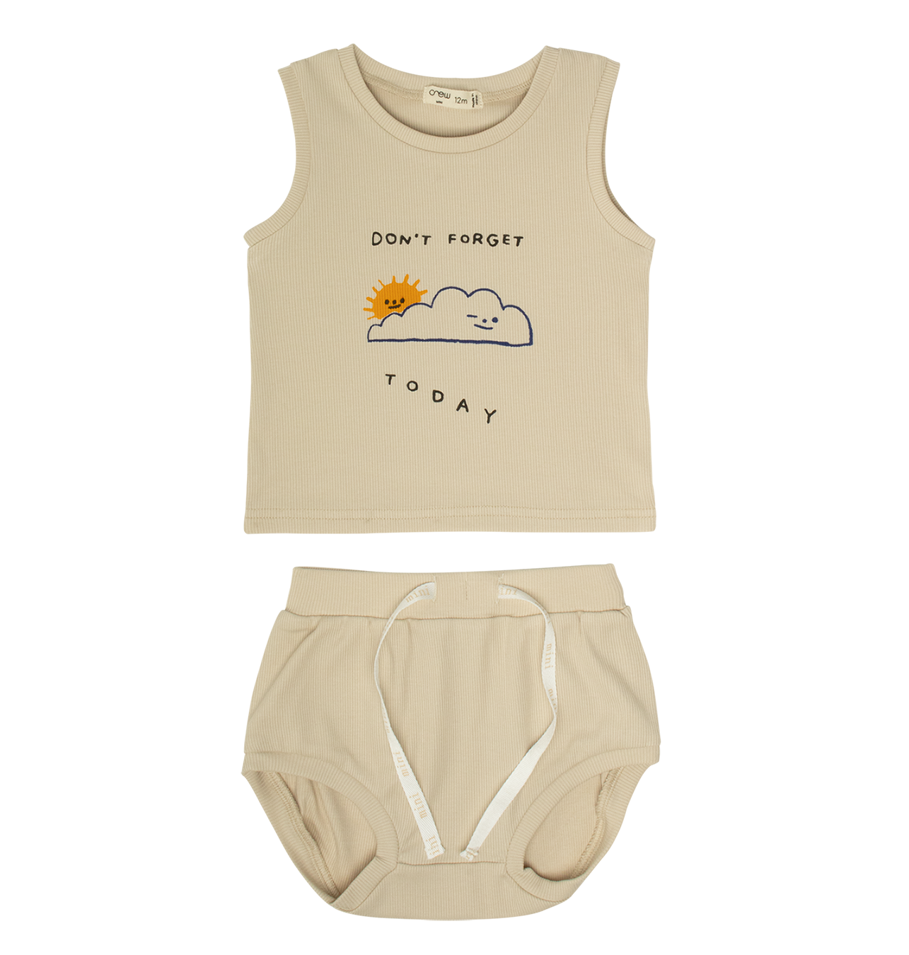 Lynn Bib Tank Set Yellow For Baby Girls With Graphic Detail Drawstring Bottoms