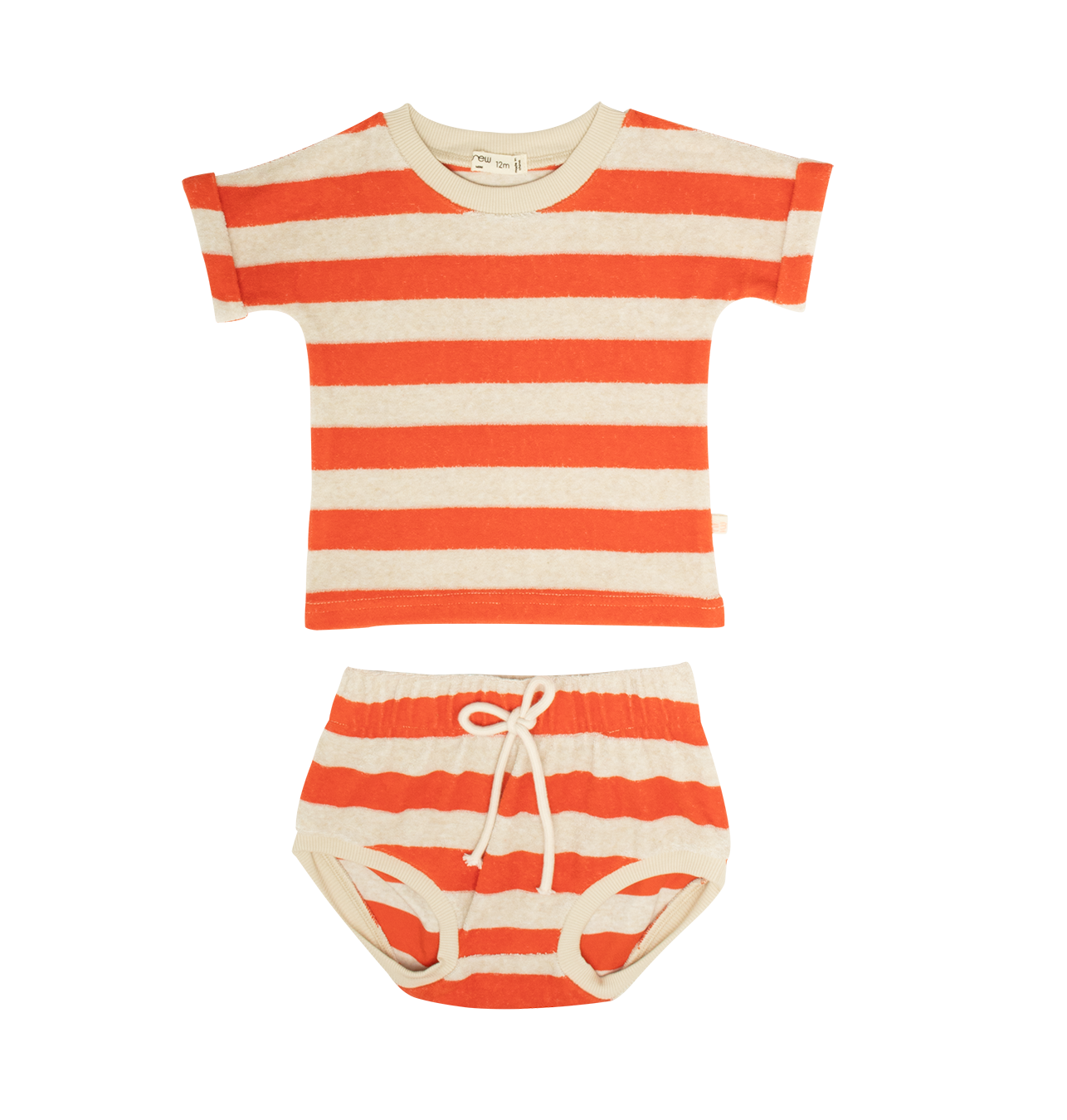 Crew Kids NY Addie Terry Set, soft coral terry baby and toddler outfit.