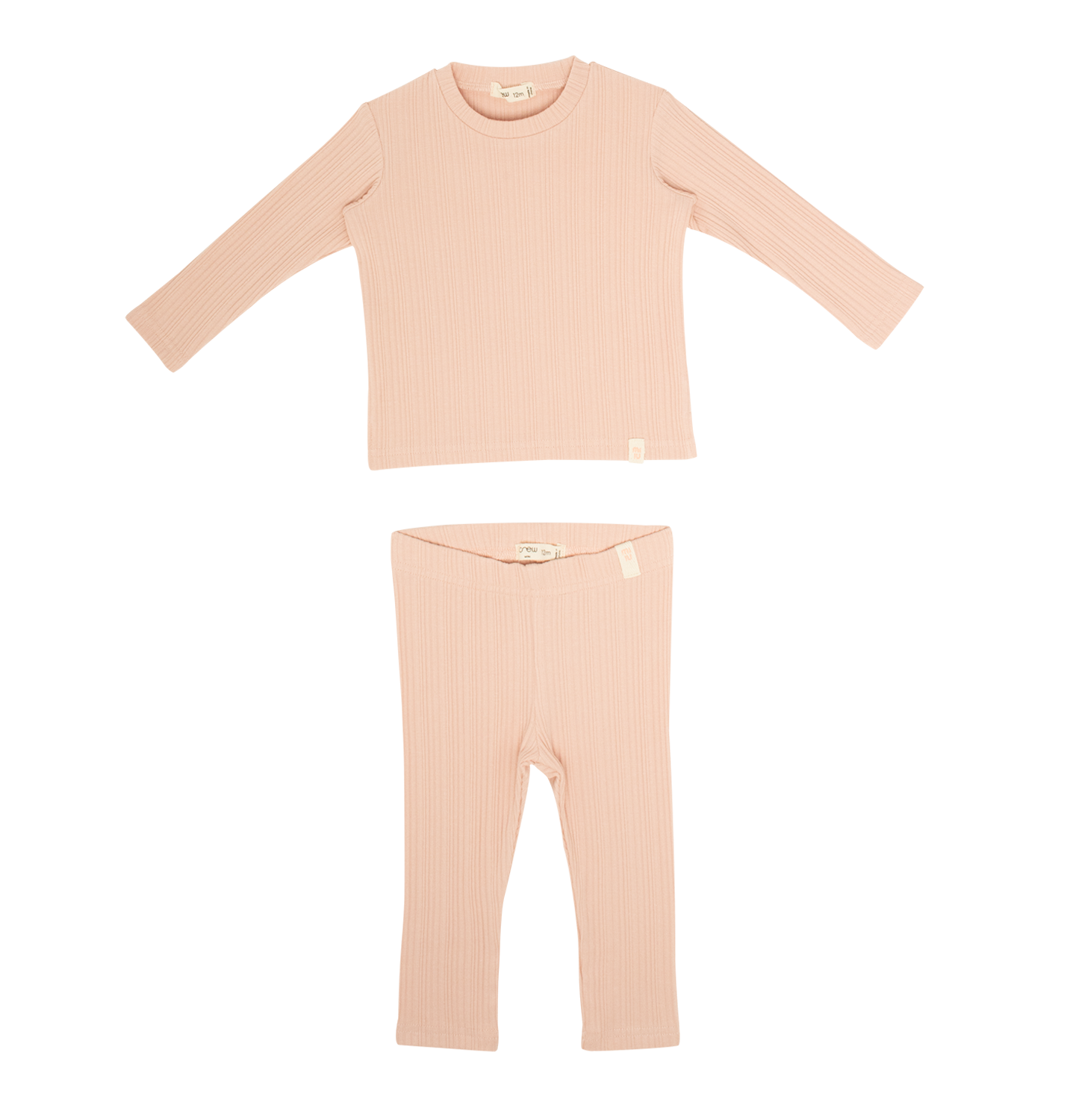 Mila Long Sleeve Rib Set In Blush For Baby And Toddler