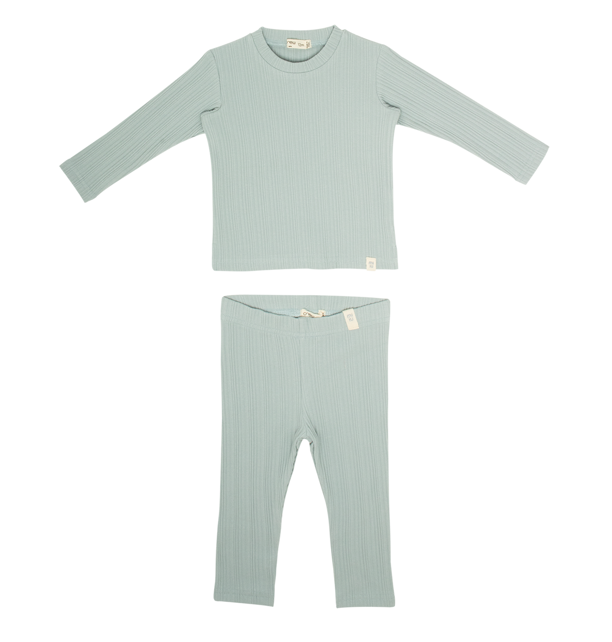 Mila Long Rib Set - Sage - Sleeve, Textile, Grey, Long-sleeved T-shirt, Active Shirt | Everetts Place