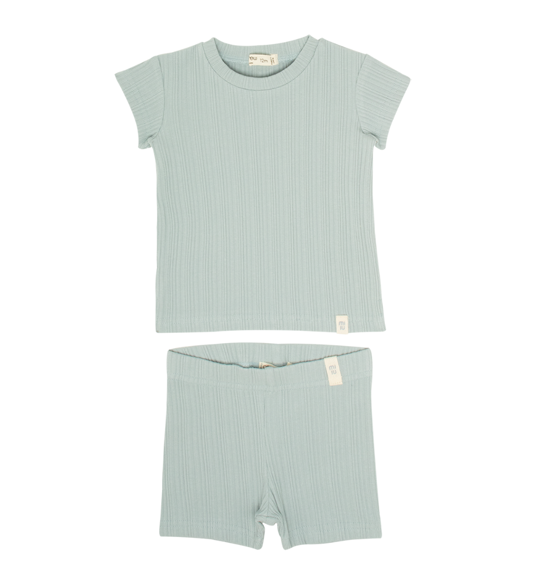 Crew Kids NY Mila Short Rib Set Sage Baby Toddler Outfit With Patch Detail