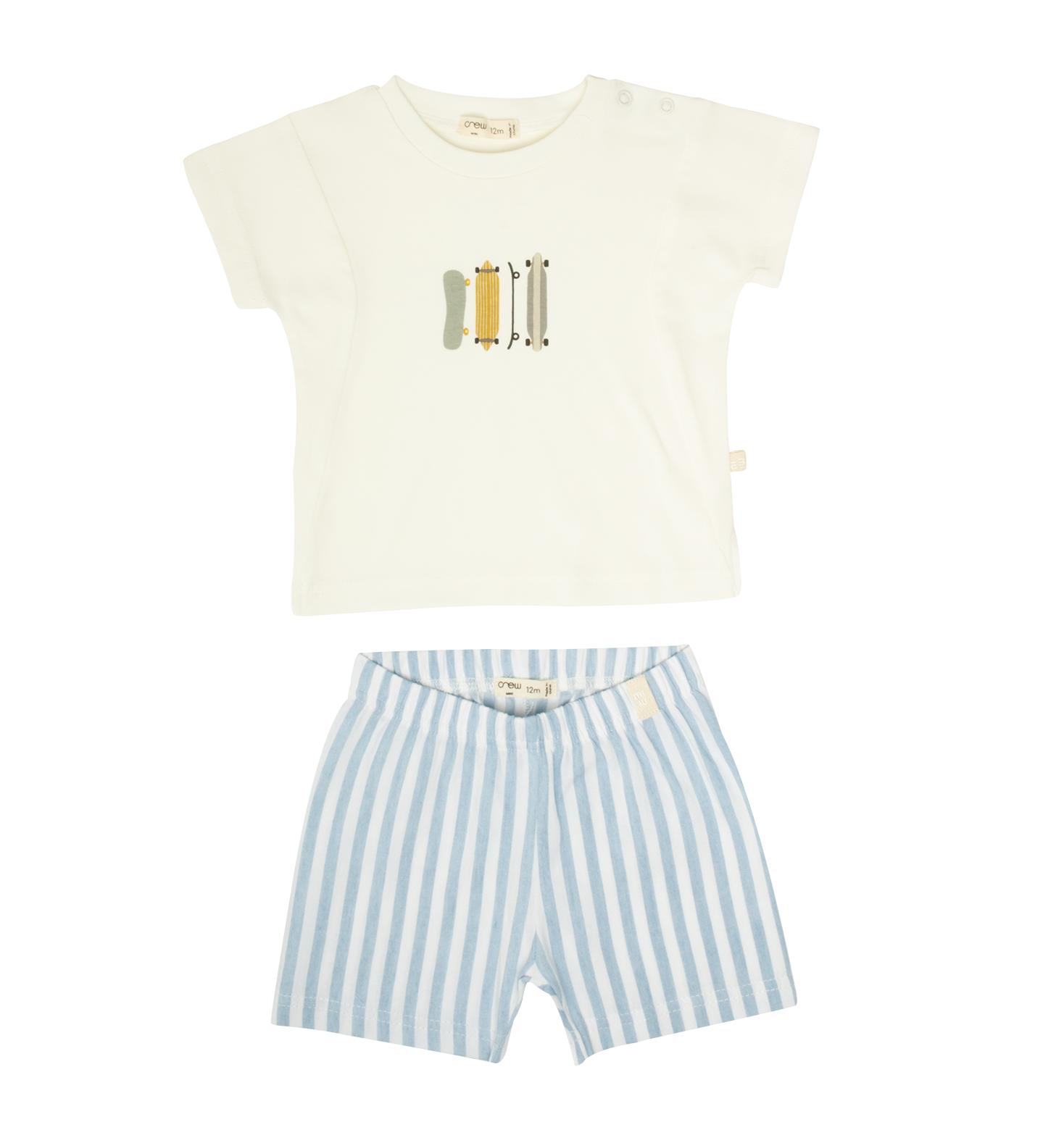 Lynn Skater Set Baby Outfit With Graphic Tee And Stripe Shorts Blue