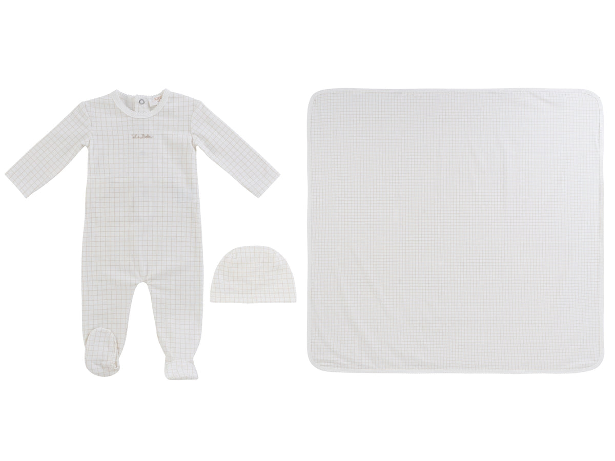 Teddy Au Pane Footie 3PC Set - Stone - Child, Clothing, Hat | Everetts Place